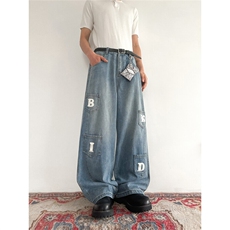 903-AK073-特P55【S-3XL】字母工装弯刀牛仔裤，男装牛仔裤，星座903