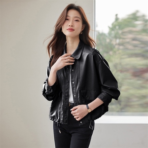 夹克皮衣休闲短款外套女时尚宽松显瘦2025春新款翻领减龄女士上衣图片
