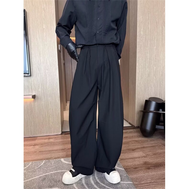 网络图复古阔腿西装裤男女2025秋新款高街设计感直筒垂感休闲裤,男装西服套装,星座410-6（原星座1304-1）
