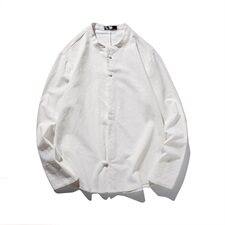 2021春秋季新款男装风大码盘扣衬衣唐装棉麻衬衫C02白墙，男装衬衫，电商B277(原6028)