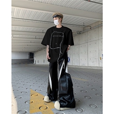 现货！25夏季男士设计感垫肩铆钉印花短袖T恤DX98-P68，男装T恤，电商B288