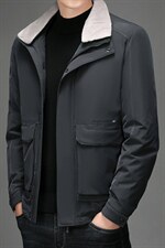 羊毛毛领羽绒服男冬季中年男士冬装休闲外套上衣BJY08227-P245图片