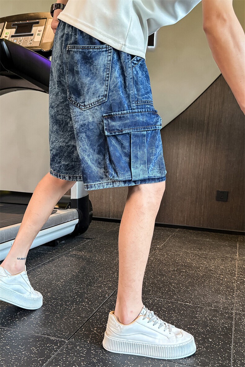 水洗大口袋高街工装牛仔短裤男款夏季美式潮牌痞帅五分裤,男装牛仔裤,电商C208