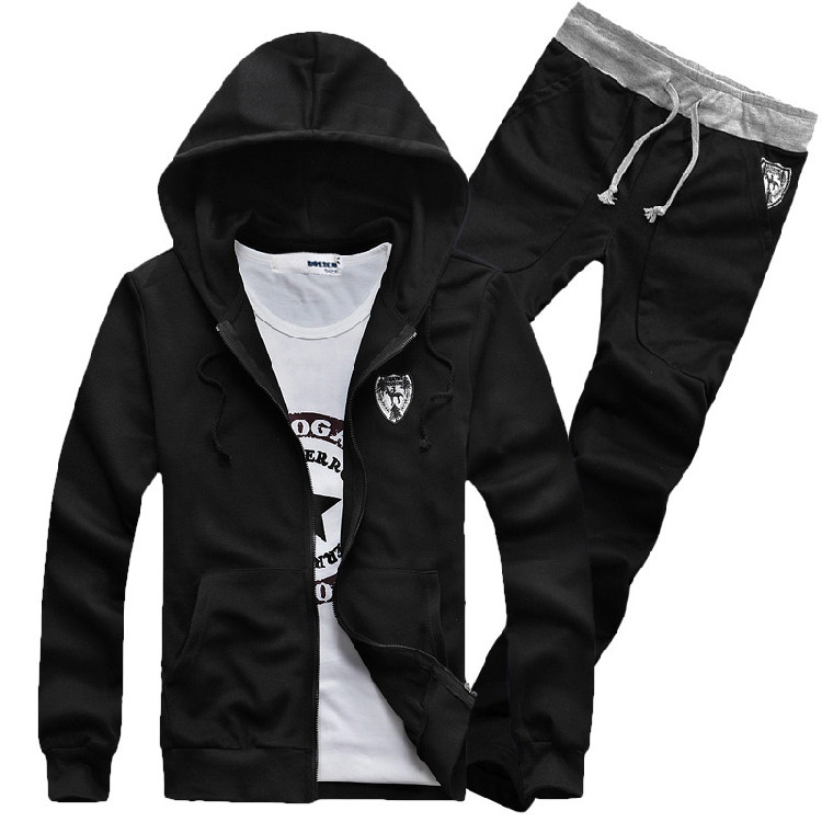 套装侧缝插袋青春流行春季休闲修身型免烫处理青年开衫抽象图案卫衣布，男装套装，星座1506-1