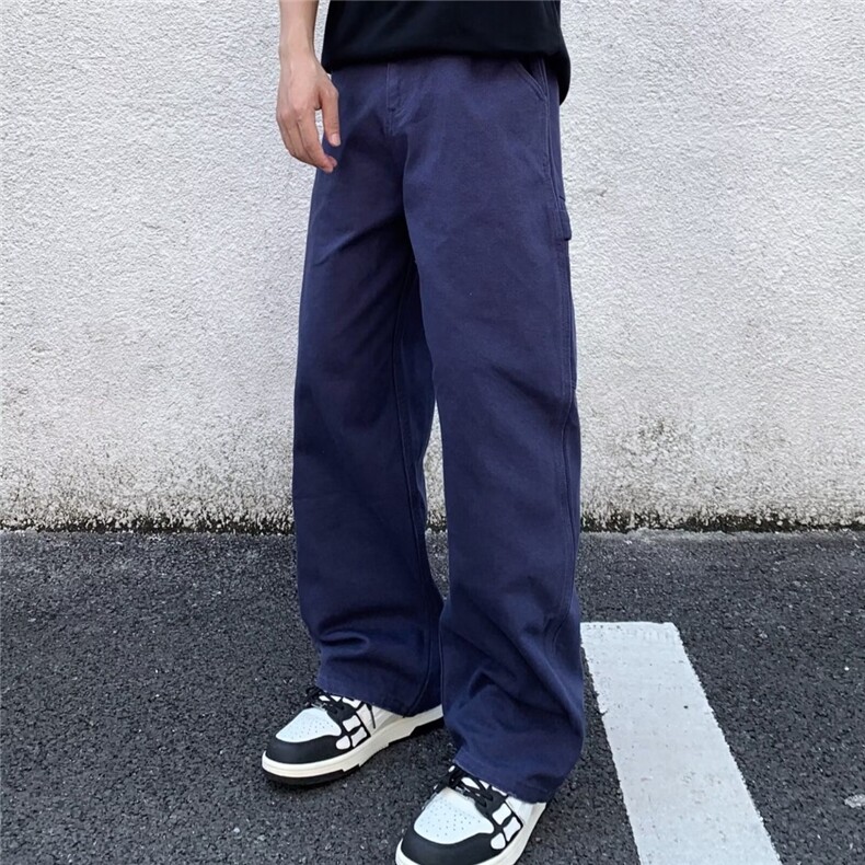 美式复古多口袋工装牛仔裤男春秋款高街设计感高腰宽松休闲直筒裤,男装牛仔裤,星座506A