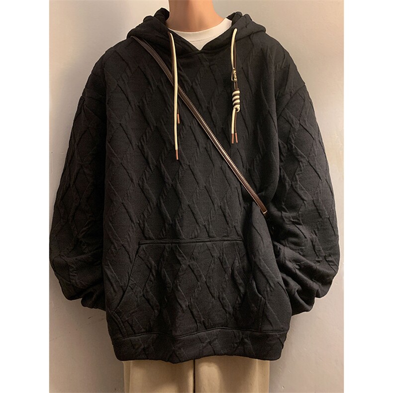 703-W329-P68秋冬立体菱形花纹休闲连帽卫衣,男装卫衣,星座703