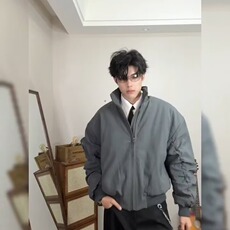 美式cleanfit外套男款秋春季立领棒球服bomber廓形ma1飞行员夹克，男装夹克，星座715-7