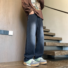 现货牛仔裤男秋季新款美式高街潮牌宽松直筒裤XZ811A-FN01-特P40，男装牛仔裤，星座811A
