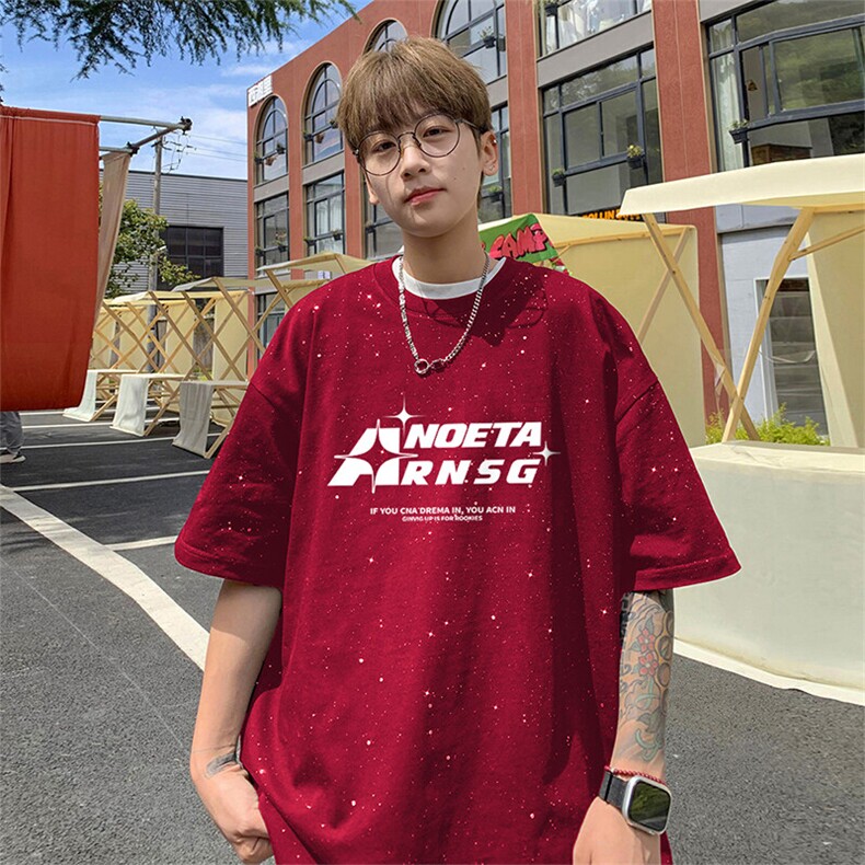 可48小时发货支持抖音得物来样二开美式满天星亮片短袖T恤MTX694,男装T恤,电商A486