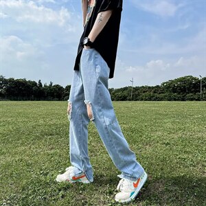 牛仔裤男夏季潮大码休闲裤子高街N1332P38图片