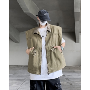 机能工装马甲男港风宽松衣ins潮牌个性无袖外套MJ0612-P60图片