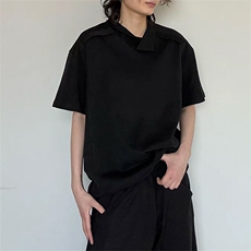 美式不规则领polo衫5X3030-TP17不纯色高街短袖T恤半袖男，男装T恤，电商A102