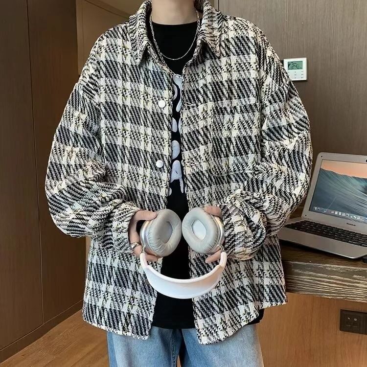 635-P48 针织小香风外套男潮牌宽松休闲开衫夹克春秋款复古图片