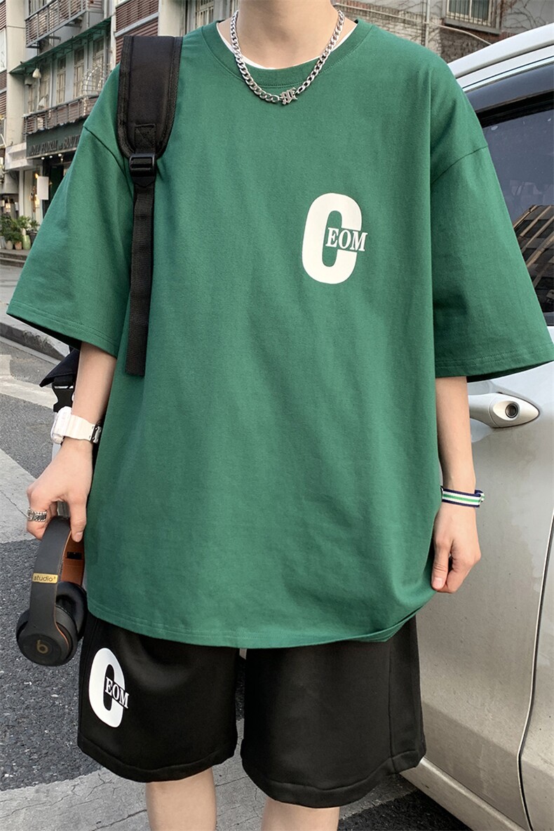 2024夏季港风纯棉运动套装男短袖短裤A161-TZ100-P55,男装牛仔裤,电商A161-2