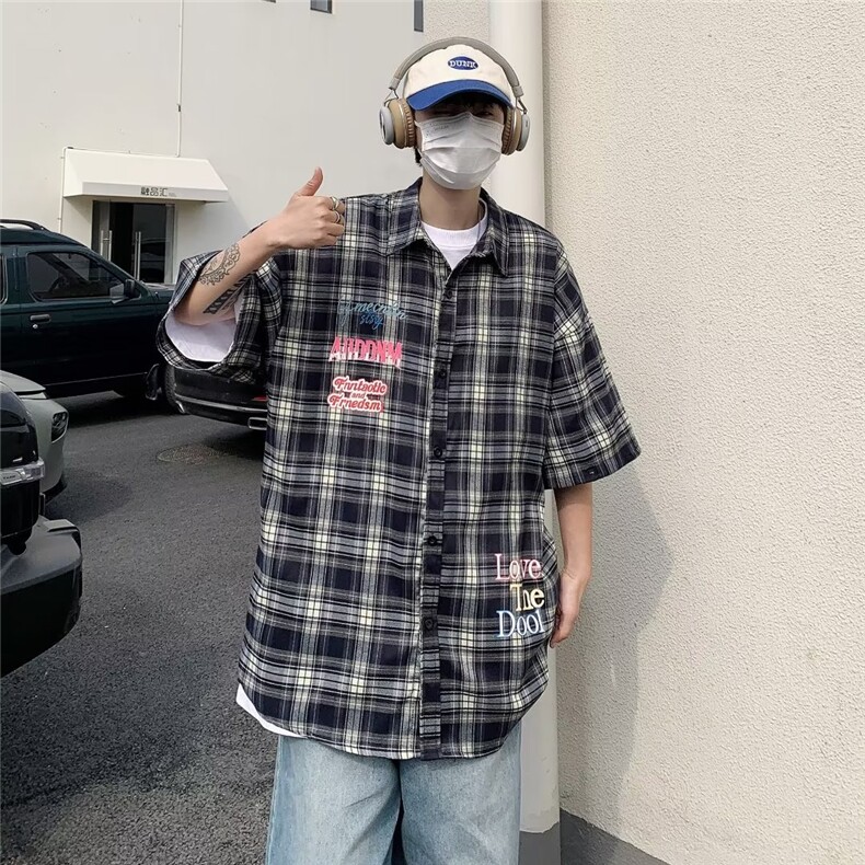 格子衬衫男女袖子可拆卸高街帅气2026春夏季新款ins外套CY135-P41,男装衬衫,星座412