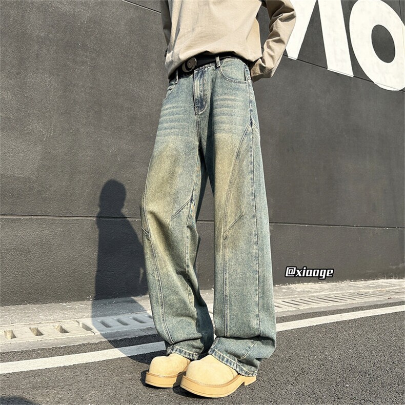 XZ616春季重磅缉明线打褶渐变撞色休闲牛仔长裤TY2034P65控78,男装牛仔裤,星座512A（原616）