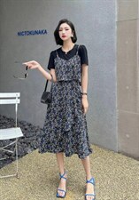 [现货]碎花连衣裙，气质显瘦，两色、四个尺码，女装连衣裙，依柏璐(1F)