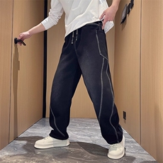 牛仔裤男士春秋美式弯刀裤休闲长裤复古水洗工装裤男潮AM8030P52，男装牛仔裤，星座1013-5
