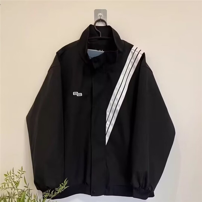 秋冬新款帅气立领三条杠条纹斜纹刺绣加绒加厚潮夹克装HH4010P59,男装夹克,星座1013-5