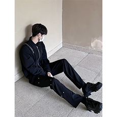 B221美式ins高街小众排扣直筒休闲西裤LK23008-P60控78，男装休闲裤，电商B221
