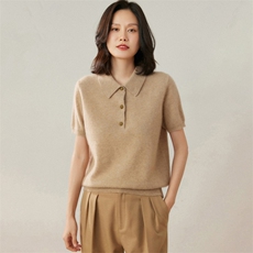 2025年秋季通勤长袖女士polo领羊绒衫，女装羊绒衫，贝美羊绒
