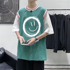 男圆领T恤宽松短袖假两件Q913P28，男装T恤，星座1116-2