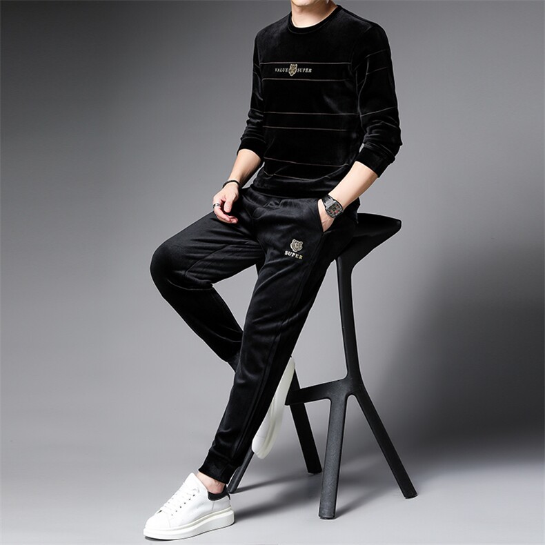 SA9862-2钱塘2020-2中青年男士冬季新款厚款圆领百搭卫衣P150,男装休闲套装,钱塘207-2
