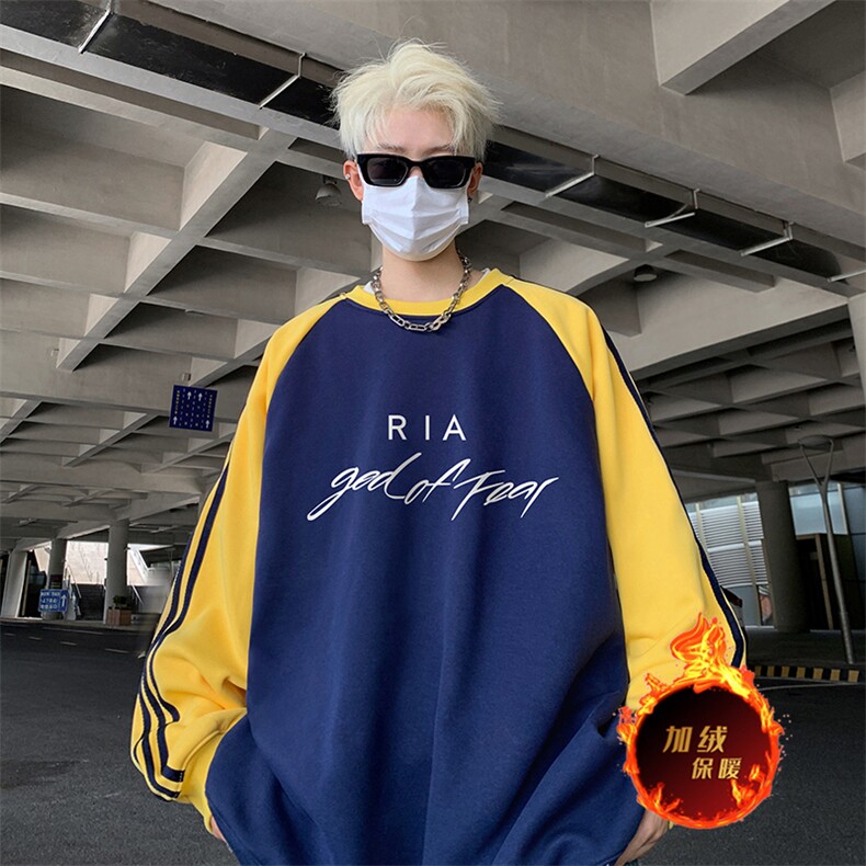 抖音得物供货提供视频秋冬重磅美式宽松织带圆领卫衣0787,男装卫衣,电商A486