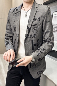 春秋帅气休闲韩版修身提花男士小西服 两扣西服XZ613B-5310-P70图片