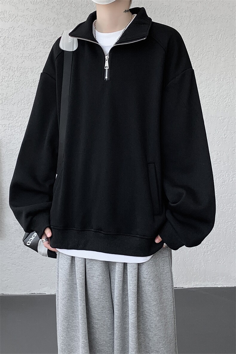 现货DSA059-WY10171-特p46控78立领半拉链大码百搭卫衣,男装卫衣,电商A059