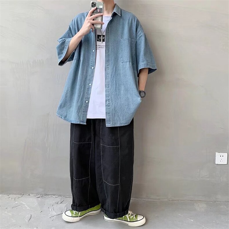 夏季短袖衬衫牛仔衫C124P38,男装衬衫,星座1116-2