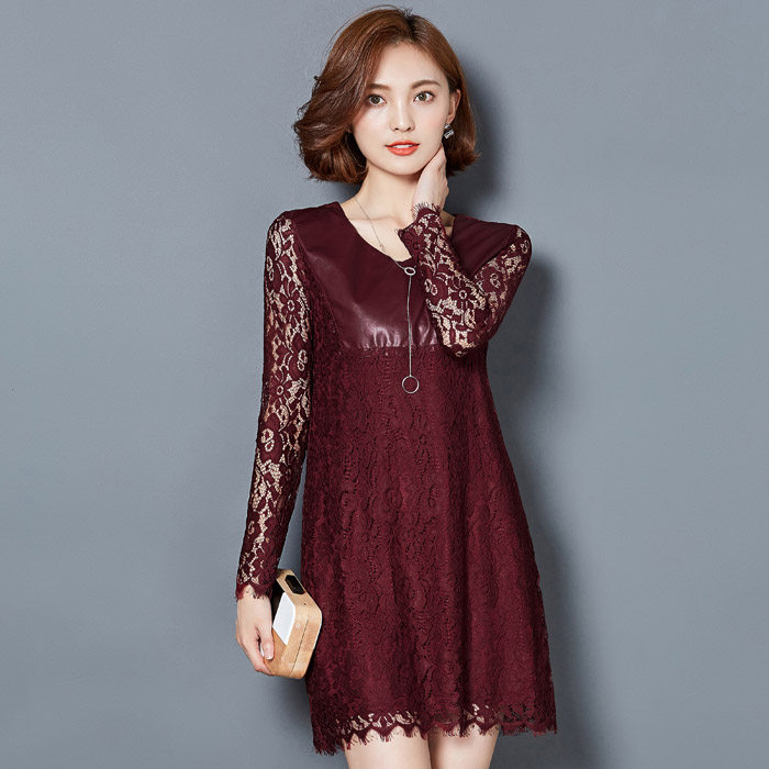 套头长袖2021年秋季中长款修身蕾丝拼接蕾丝衫/雪纺衫，女装蕾丝衫/雪纺衫，安之芮娜