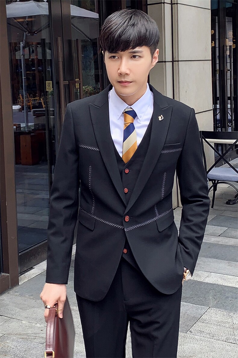 秋冬韩模西服套装男三件套青年韩版修身西装A470-TZ12,男装西服套装,电商A207