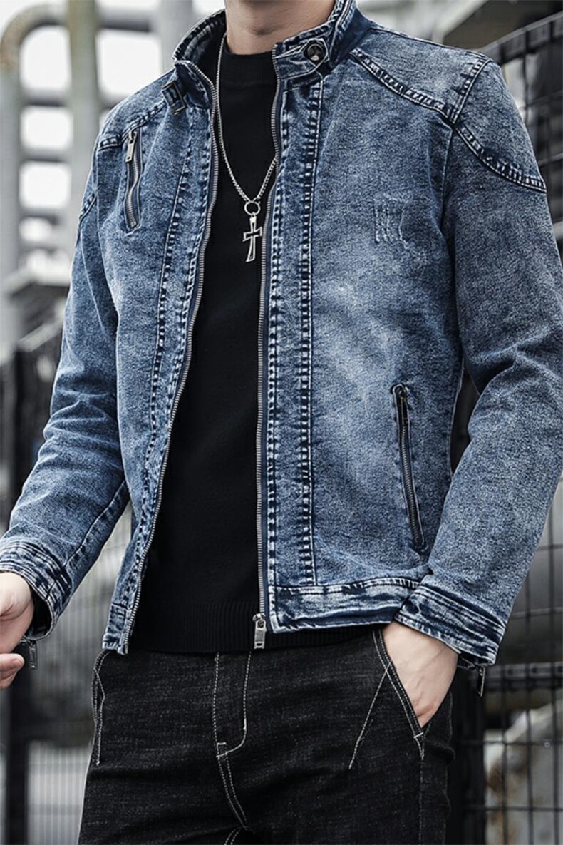 JK1823-P100美式复古水洗做旧连帽牛仔夹克外套男宽松牛仔,男装夹克,电商D310B-1