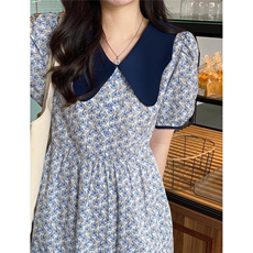 小清新娃娃领设计小花朵连衣裙，女装连衣裙，L·H·X