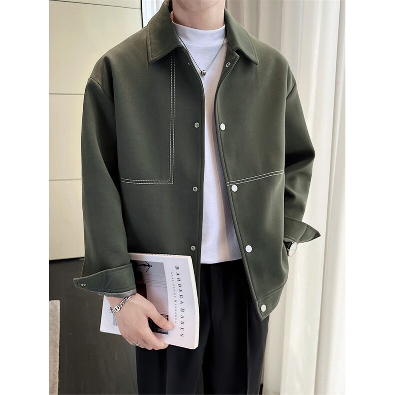 轻熟风高端呢子明线宽松韩版外套大衣夹克男A236-JK5037-P130,男装夹克,电商A236