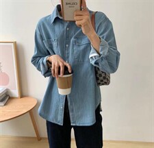【素妮】2022春款双口袋牛仔衬衫，女装衬衫，素妮