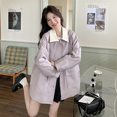 春款【已出货】时尚紫色蛋白皮外套2C110-H7791-P175-K58，女装皮衣，2C110