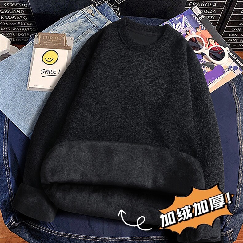 圆领毛衣男加绒加厚一体绒卫衣秋冬季保暖毛线针织衫7052-P28,男装针织衫/毛衣,星座1706