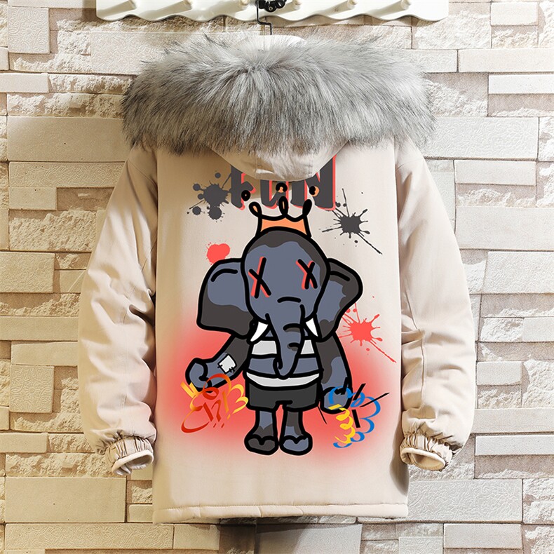 MM48221-P130 冬季大毛领棉衣男士大码加厚棉袄男棉服 砖墙图片