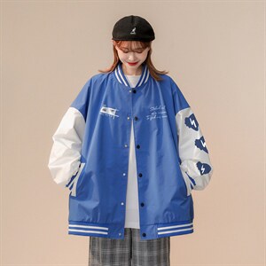 中性风 2022秋季新品港风拼接ins情侣休闲夹克外套-G112 P65控88图片