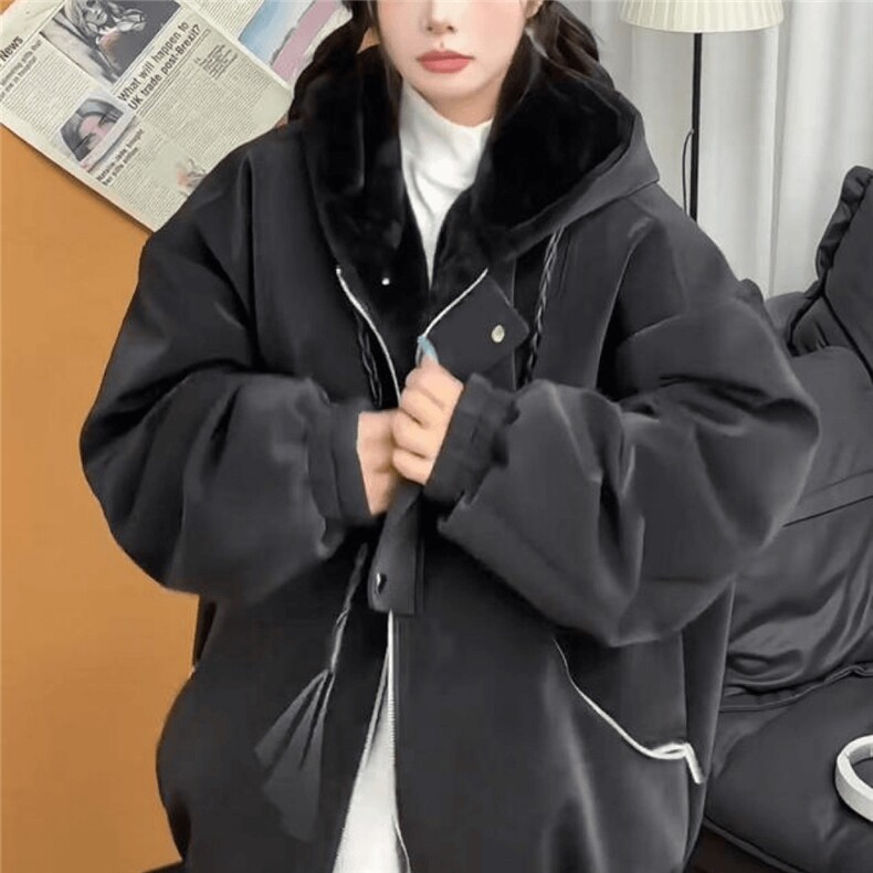 现货高品质美式高街重磅座山雕连帽pu皮棉衣男女加厚毛毛绒冬外套,男装皮衣,电商A443