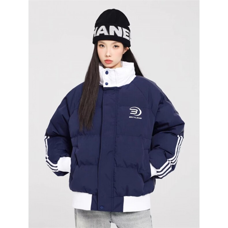 打怪潮拼色侧边条纹棉衣棉服女秋冬季面包服外套,男装棉衣,星座218-1（原230）