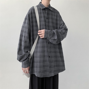 宽松长袖格子衬衫男KD628-P30图片