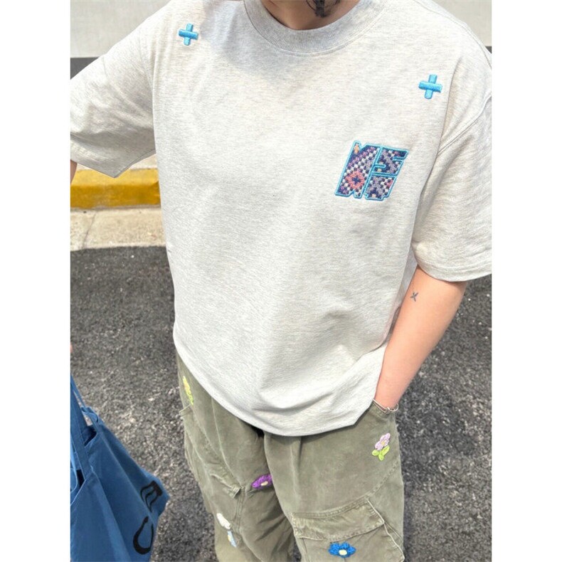 M557-P35民族感刺绣复古潮牌百搭短袖T恤男女同款,男装T恤,星座617A-1（原B318A）