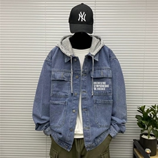秋冬款男牛仔夹克衫连帽工装大口袋字母印花外套JK027P70，男装夹克，星座1013-1