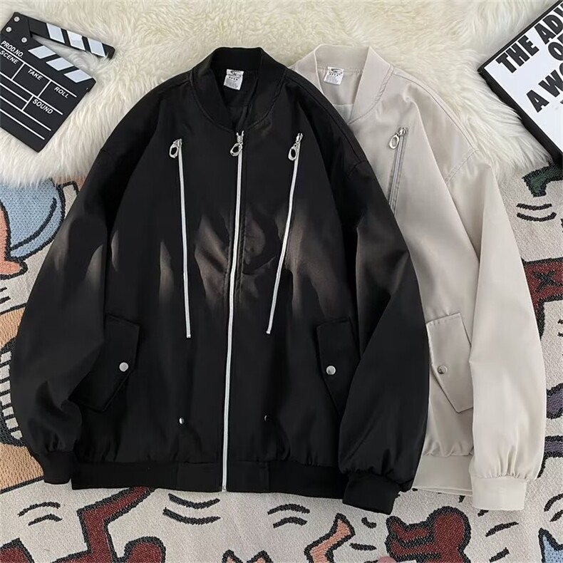 潮牌机能风多拉链飞行服夹克男秋季薄款宽松开衫棒球服外套J675,男装夹克,星座1116A-1（原606A）