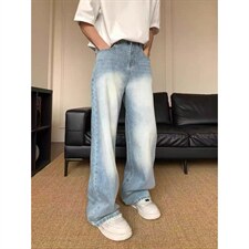 美式牛仔裤男款春秋季垂感百搭阔腿裤休闲宽松直筒裤NA408，男装牛仔裤，星座208-5