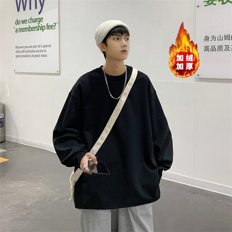 W2259加绒-P53秋冬圆领重磅大码男潮ins开叉宽松加绒加厚卫衣,男装卫衣,星座109