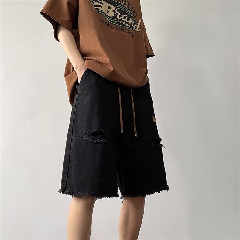 夏季破洞牛仔短裤时尚流行休闲美式潮牌弹力宽松DK3093p39,男装牛仔裤,星座1013